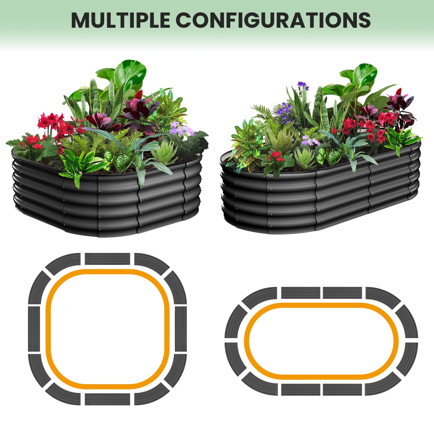 Heavy Duty Metal Raised Garden Bed – 8x2x1FT Oval Planter Box for Outdoor Vegetable, Flower, Herb Gardening, for Garden & Backyard & Patio, Dark Gray