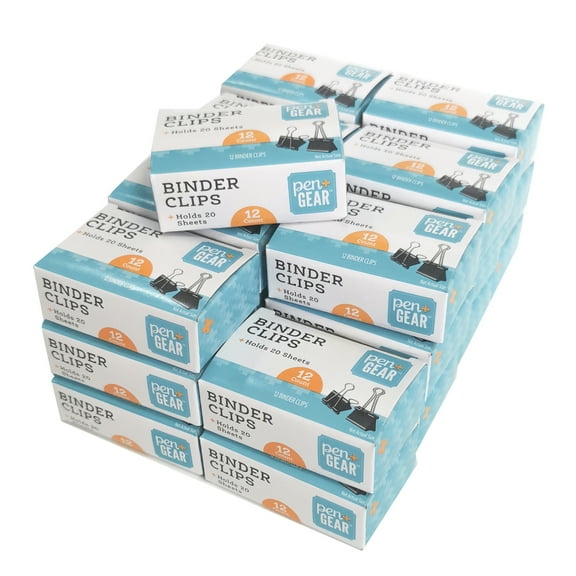 Pen + Gear Small Metal Binder Clips, Black, 24 Pack 12 Count per Pack