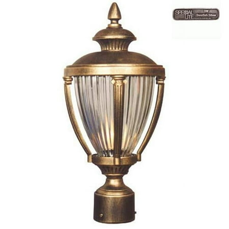 Hampton Large Post Mount Light w Ribbed Crystal Glass (Swedish Silver)
