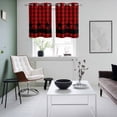 thumbnail image 4 of Red Black Plaid Kitchen Curtains Small Short 39 Inch Length, Country Vintage Star Abstract Gingham Grommet Top Bedroom Living Room Curtains, Light Filtering Cafe Curtain Drapes 2 Panels Set 55''x39'', 4 of 9