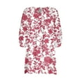 thumbnail image 4 of Pisexur Robes d'Été pour Femmes à Col en V à Manches Courtes Robe Mini Bohème à Imprimé Floral Robe d'Été Mode Décontractée Ample Robe Midi Plissée Fluide Robe T-Shirts pour Vacances à la Plage Hawaïennes, 4 of 5