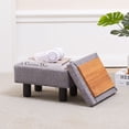 thumbnail image 2 of IVV Upholstered Storage Ottoman in Dark Green, Modern Linen Footrest Padded Step Stool Seat, Low Side Table with Wooden Legs, for Bedroom Living Room Small Space, 2 of 6