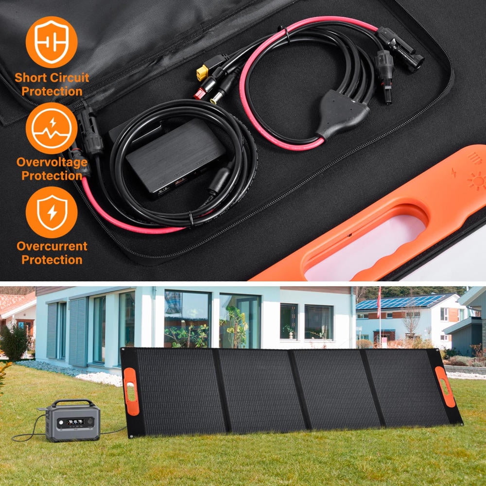 200W Foldable Solar Panel, 23.5% Efficient Monocrystalline Charger, IP65 Waterproof with Kickstands for RV Road Trips