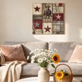 thumbnail image 6 of Canvas Wall Art Western Red Canvas Art Print Brown Texas Star Wood Grain Distressed Patchwork Pictures Wall Decor for Living Room Bedroom Artwork Decorations Stretched Framed Ready to Hang 8"x8", 6 of 9