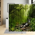thumbnail image 2 of Spring Forests Green Natural Landscape Shower Curtain Trees Creek Jungle Mountain Waters Bathroom Bathtub Decoration Cloth Sets, 2 of 6