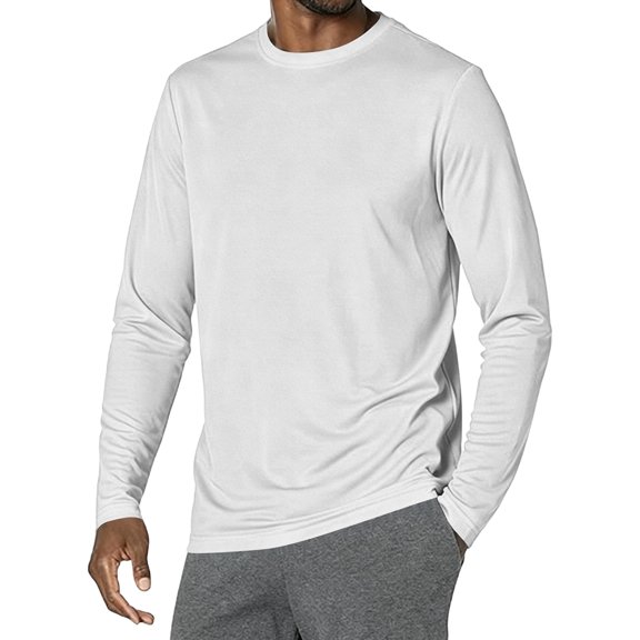 GrmtClth Mens Versatile Solid Crew Neck Long Sleeve Basic Tops, Relax Fit All Occasion Daily Athletic Layering Pullover Shirts White S
