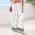 thumbnail image 2 of Women Plus Size Pants Wide Leg Palazzo 2026 Summer Boho Trousers Spring Flowy Beach Vacation Wear, #02 White, XXL, 2 of 6