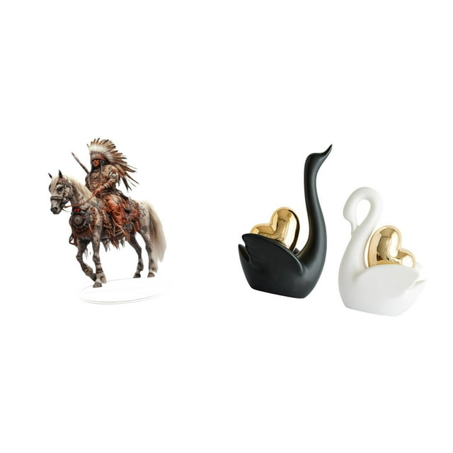 Letrero de escritorio Home Knight, adorno acrílico de caballero, estatua de cisne, figuras de cerámica modernas, esculturas de animales, decoración de