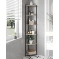 thumbnail image 5 of Corner Shelf Stand, Corner Bookshelf, Storage Standing Shelf Unit with Metal Frame, Plant Stand, Corner Bookcase for Living Room, Home Office, Bedroom, 6-Tier Greige, 5 of 17
