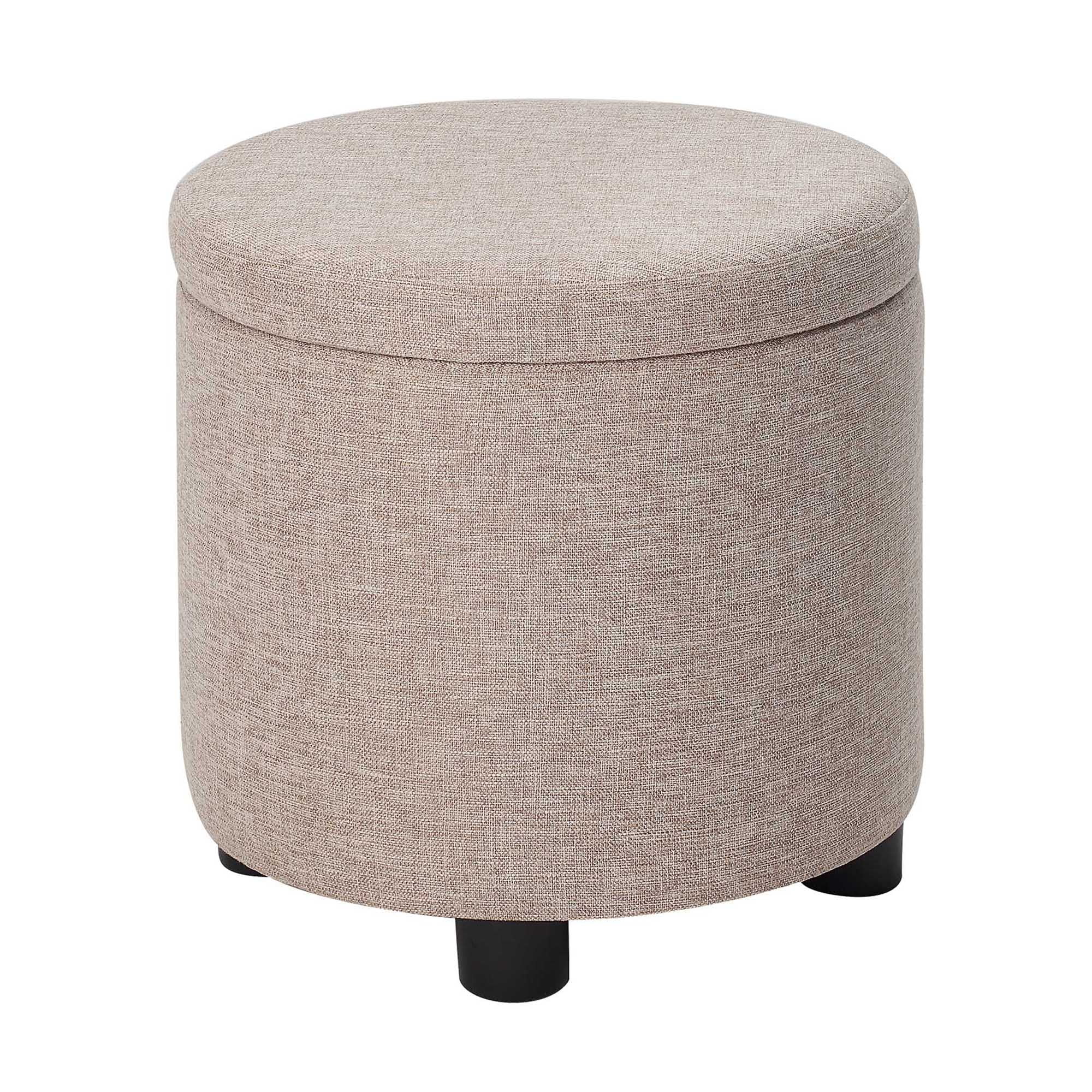 Convenience Concepts Designs4Comfort Round Accent Storage Ottoman with  Reversible Tray Lid, Tan Fabric