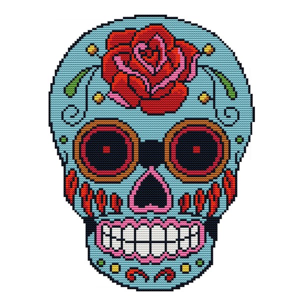 Kit de punto de cruz de cabeza de calavera de tela blanca de 3 hebras de algodón bordado parcial 11CT Tmvgtek Oficina Multiescena Multifunción