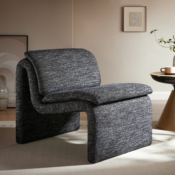 Modway Lume Boucle Upholstered Armless Accent Chair in Charcoal