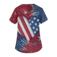 thumbnail image 4 of Womens 4th of July Scrub Tops Casual Short Sleeve USA Flag Print Scrubs V Neck USA 250th Anniversary Celebration Party Scrub Shirts Medical Nurse Uniform Nursing Workwear with Pockets Navy 3XL, 4 of 5