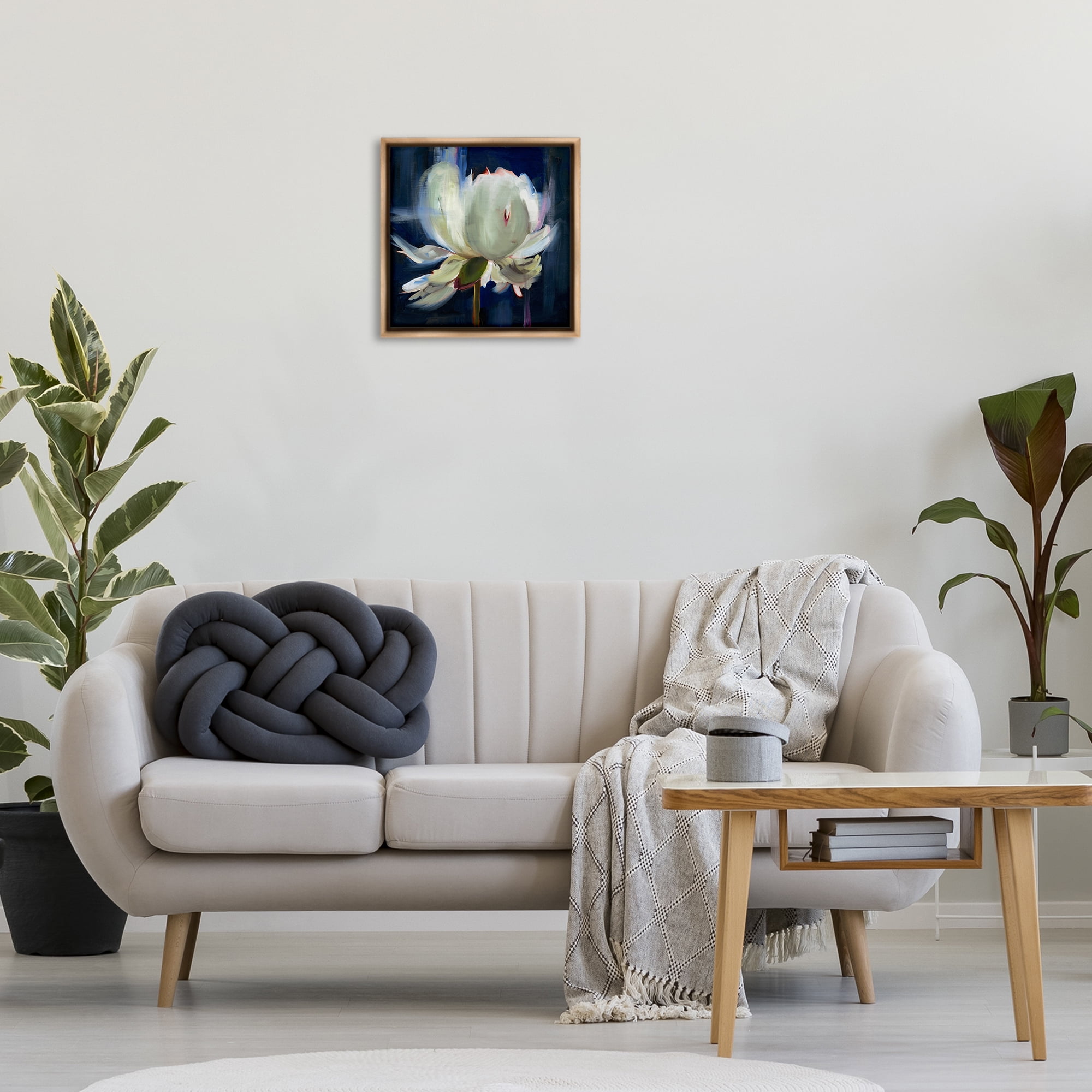Stupell Industries Abstract Painted Flower Botanical & Floral Painting Brown Floater Framed Art Print Wall Art, 18 x 18