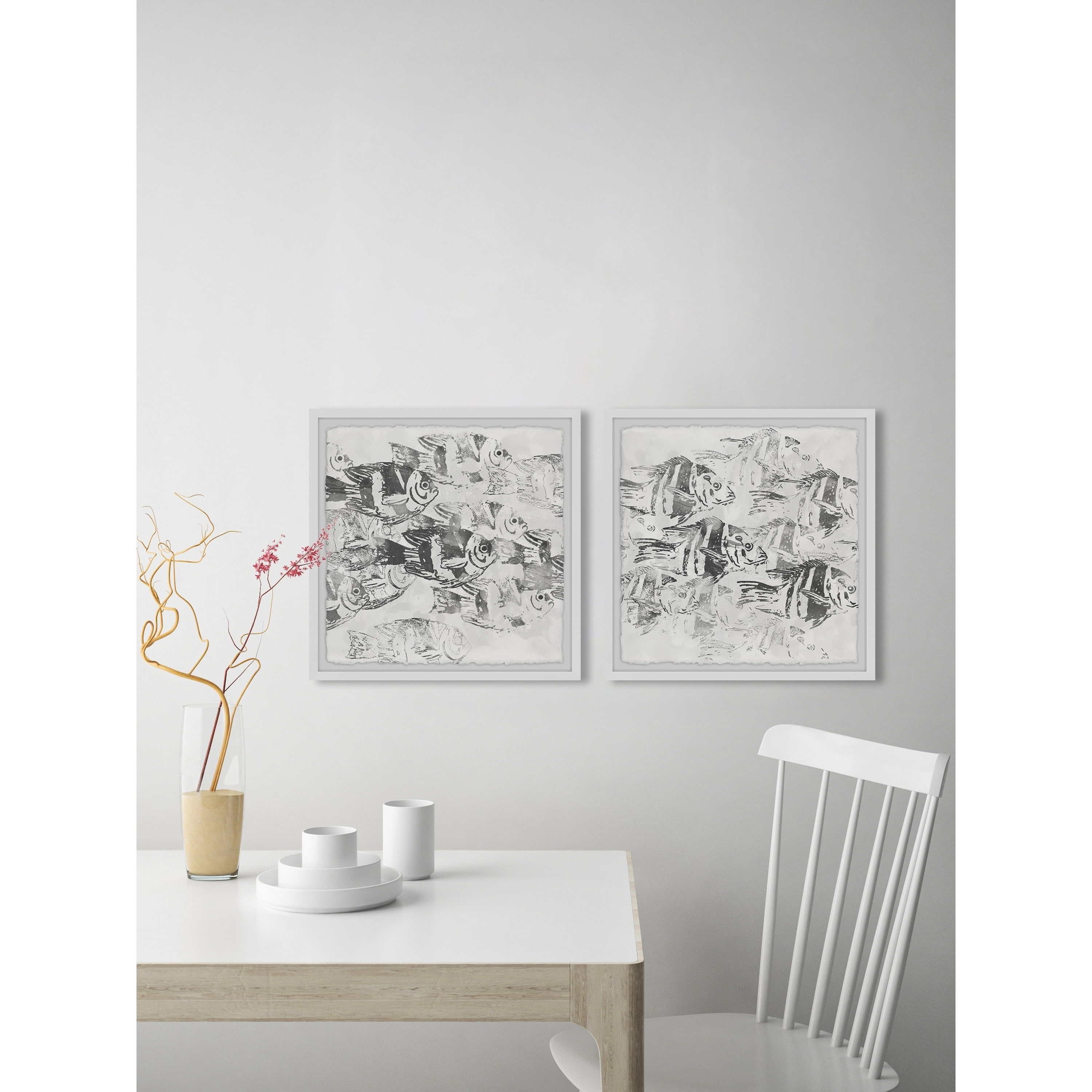 Marmont Hill Sea life Batik x iv Diptych, Art Prints 64.00" x 1.50"