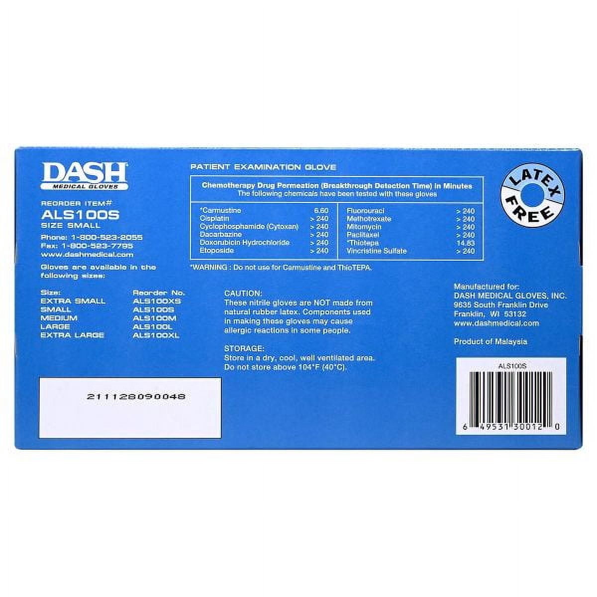 DASH Alasta 100 Nitrile Exam Grade Disposable Gloves, Violet Blue, 3.1 mil, 100/Box, Small
