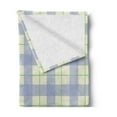 thumbnail image 2 of Checkered Soft Flannel Fleece Throw Blanket, Celtic Style Classic Design Scottish Thin Lines Traditional Tile, Cozy Plush for Indoor and Outdoor Use, 70" x 90", Lime Green Baby Blue, by Ambesonne, 2 of 5