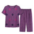 thumbnail image 2 of Herrnalise Womens Cotton Pajama Set,2 Piece Traditonal Prints Lounge Outfit Sleepwear Set Crew Neck T-Shirt Capri Pant With Pockets Ladies Pjs Set Mothers Day Gifts for wife, 2 of 3