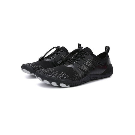 

SIMANLAN Mens Womens Water Shoes Barefoot Quick-Dry Aqua Sock Swim Diving Surf Sports Shoes Black 10