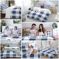 thumbnail image 5 of 3 Piece Navy Blue Plaid Duvet Cover Set Full Size, Microfiber Comforter/Quilt Cover with Corner Ties and 2 Pillowcases, Spring Farmhouse Buffalo Checkered All Season Soft Bedding with Zipper Closure, 5 of 8