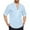 Light blue, variant on jsaierl Mens Cotton Linen Shirts Summer Casual Button Up Henley Shirt Solid Roll Up Long Sleeve Slim Top Lightweight Shirt