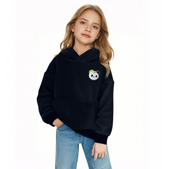 Favoffer Winter Unisex Kids Panda-Graphic Fleece-Lined Hooded Sweatshirt, Long Sleeved Warm Top - Play,Outdoor,Adventure,Lounge 1-14Y