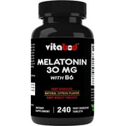 Vitabod Melatonin 30mg with B6 - 240 Fast Dissolve Tablets - Drug Free - Natural Citrus Flavor - Vegetarian, Non-GMO, Gluten Free