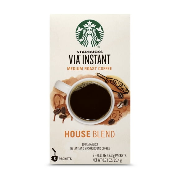 Starbucks VIA Instant Coffee Medium Roast Packets — House Blend — 1 box (8 packets)