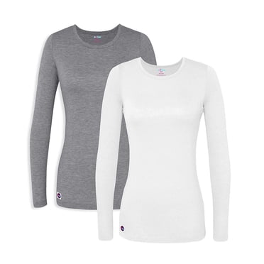 Sivvan 2-Pack Women's Long Sleeve Underscrub Tee - Comfort Blend For Medical/Healthcare