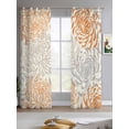 thumbnail image 2 of Orange Chrysanthemums Sheer Curtains 63 Inch Length 2 Panels Set for Living Room/Bedroom, Watercolor Flowers Country Blossom Kitchen Curtains Grommet Semi-Sheer Curtains Window Treatments 42"x63"x2, 2 of 7