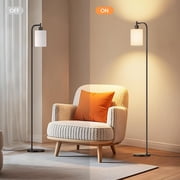 BedLuxury Dimmable Arc Floor Lamp with Remote Control for Living Room, Bedroom, 9W LED Bulb Included, Linen Shade, Beige
