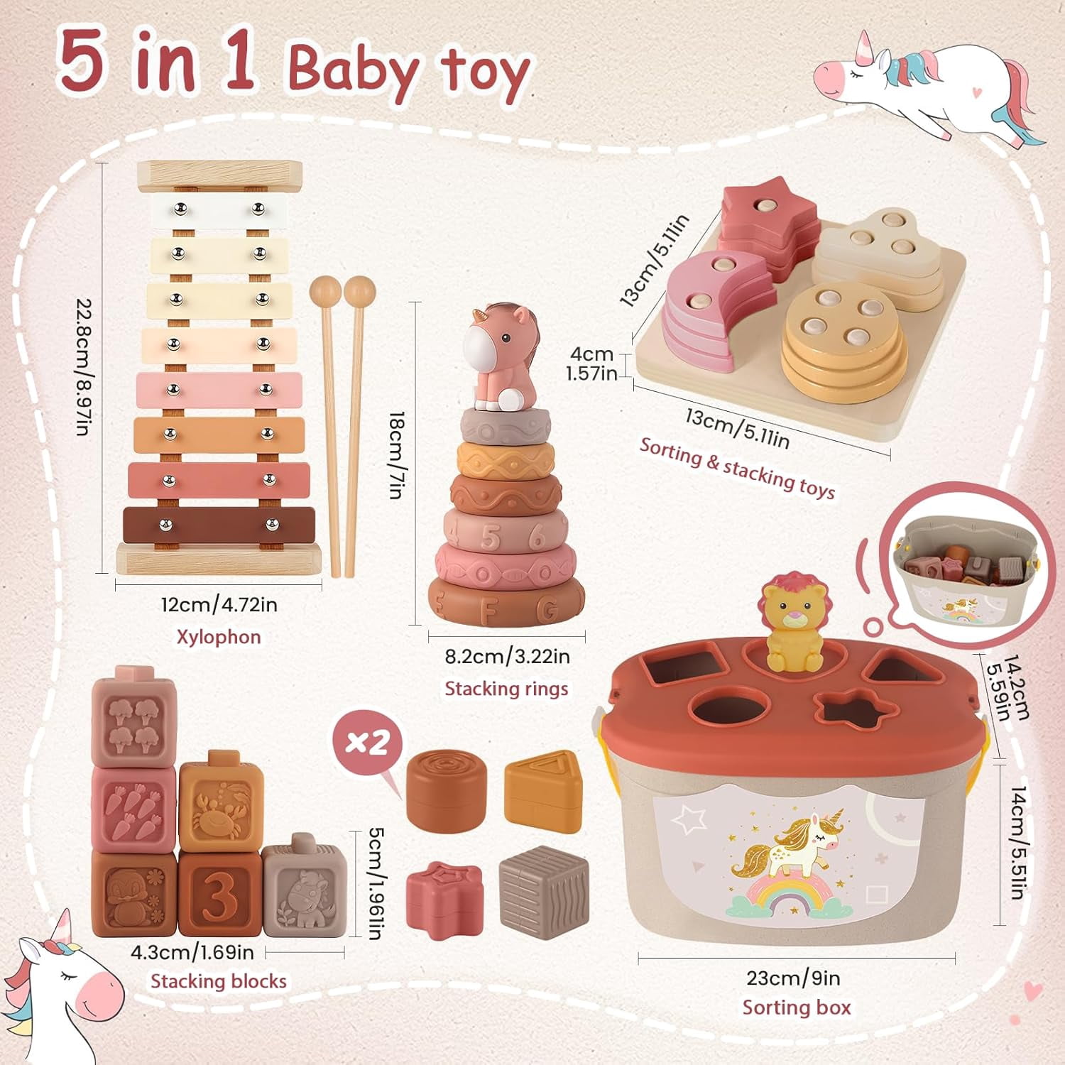 Baby Toys 6-12 Months, Montessori Toys for Toddler, Baby Blocks Toy, Shape Sorting Toys for 6+ Month Girls Boys Birthday Chiristmas Gifts