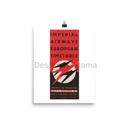 Imperial Airways European Timetable 1935. Designed by Lee-Elliott. Unframed Vintage Travel Poster