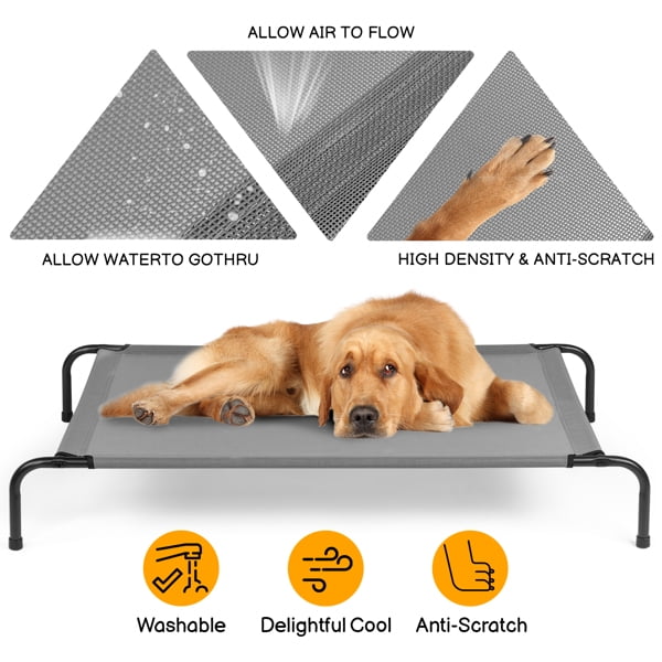 Alvantor Cooling Elevated Dog Bed with Breathable Mesh and Steel Frame, Light Gray, Large, 50 x 31 x 8 in