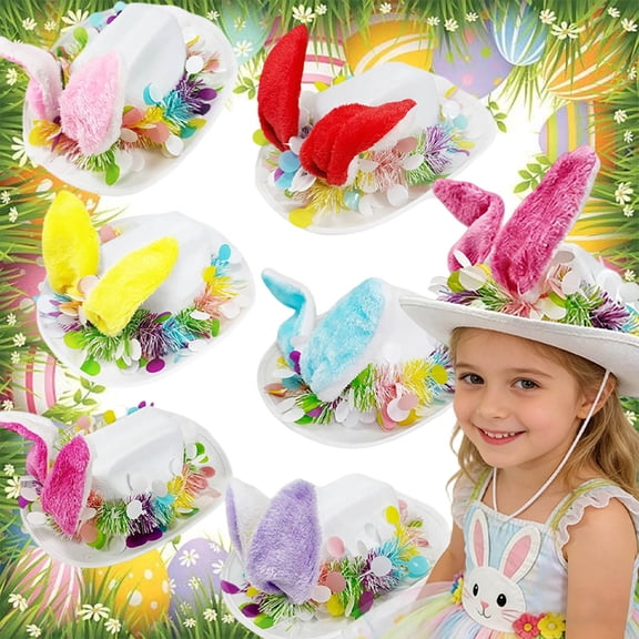MUXiin Bunny Ear Cowboy Hat , Cute Bunny Ears, for Easter Parties, Halloween , Accessory, Carnival Hat