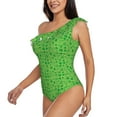 thumbnail image 2 of Gaeub St Patrick's Day Women's One Shoulder Ruffle Tummy Control Swimwear for Swimming Surfing Beach Party - Medium, 2 of 8