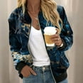 thumbnail image 2 of Womens Casual Daily Jackets Lightweight Zip Up Casual Jacket Floral Print Coat Stand Collar Short Sports Outwear Zipper Tops Women Coats And Jackets Woman Suit Jackets Tan Coat Women Petite Jean, 2 of 5