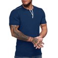 thumbnail image 2 of WIZUTIZ Flash Deals, Men's Plus Size Button V-neck Shirts Solid Color Short Sleeve T-Shirts Mens Shirts, 2 of 4
