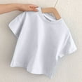 thumbnail image 5 of CAICJ98 Girls Short Sleeve T Shirts Toddler Summer Solid Color Crop Tops Crewneck Fashion Girls Tee Shirts White,5-6 Years, 5 of 5