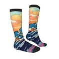thumbnail image 4 of Lsque Colorful Whimsical Earth Printed Crew Socks Men's Women's LightWeight Thin Casual Calf Socks ,Knee High Socks,Cotton Socks, 4 of 9