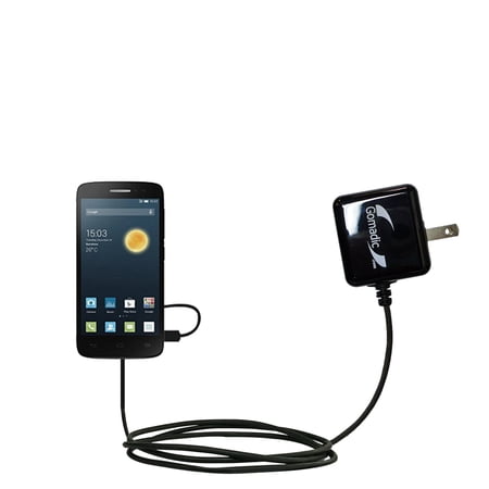 Gomadic Intelligent Compact AC Home Wall Charger suitable for the Alcatel One Touch Snap - High output power with a convenient, foldable plug design -