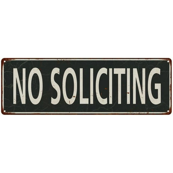 No Soliciting Vintage Look Shabby Chic Gift Metal Sign 8x24 108240062064