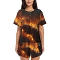 thumbnail image 1 of Fotbe Cool Fire Man Conjunto de Pijama Estampado para Mujer, 2 Piezas, Ropa de Dormir con Camiseta de Manga Corta y Shorts Suaves-Medium, 1 of 6
