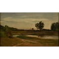 thumbnail image 2 of Charles François Daubigny 18x12 Gold Ornate Wood Frame and Double Matted Museum Art Print Titled - Optevoz Pond, 2 of 4