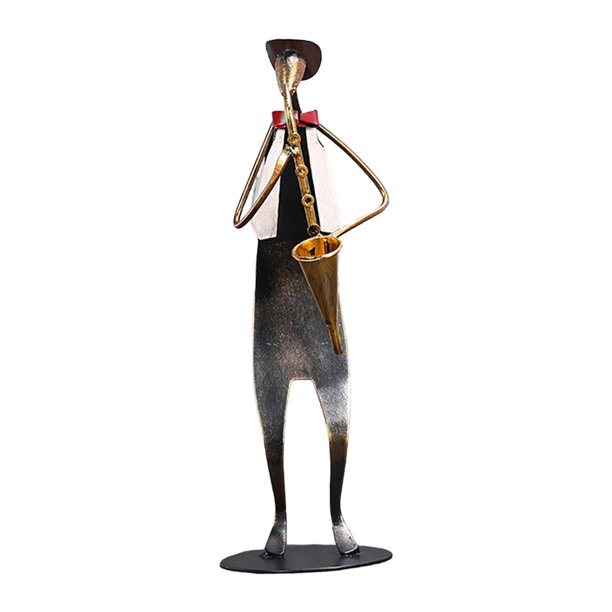 Estatua de músico de metal, escultura, instrumento musical decorativo Saxofonista
