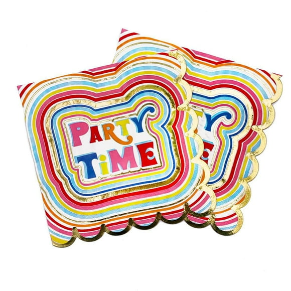 Packed Party 20 Ct. 'Party Time' Lunch Napkins with Gold Foil Accents
