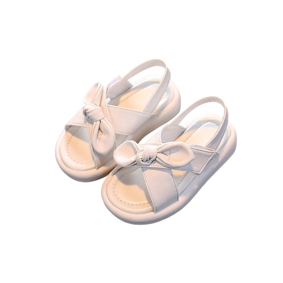 CYRBOKO Girls Beach Sandals, Non-Slip Hook&Loop Open Toes Holiday Kids Shoes Beige Size 9 (Toddler)