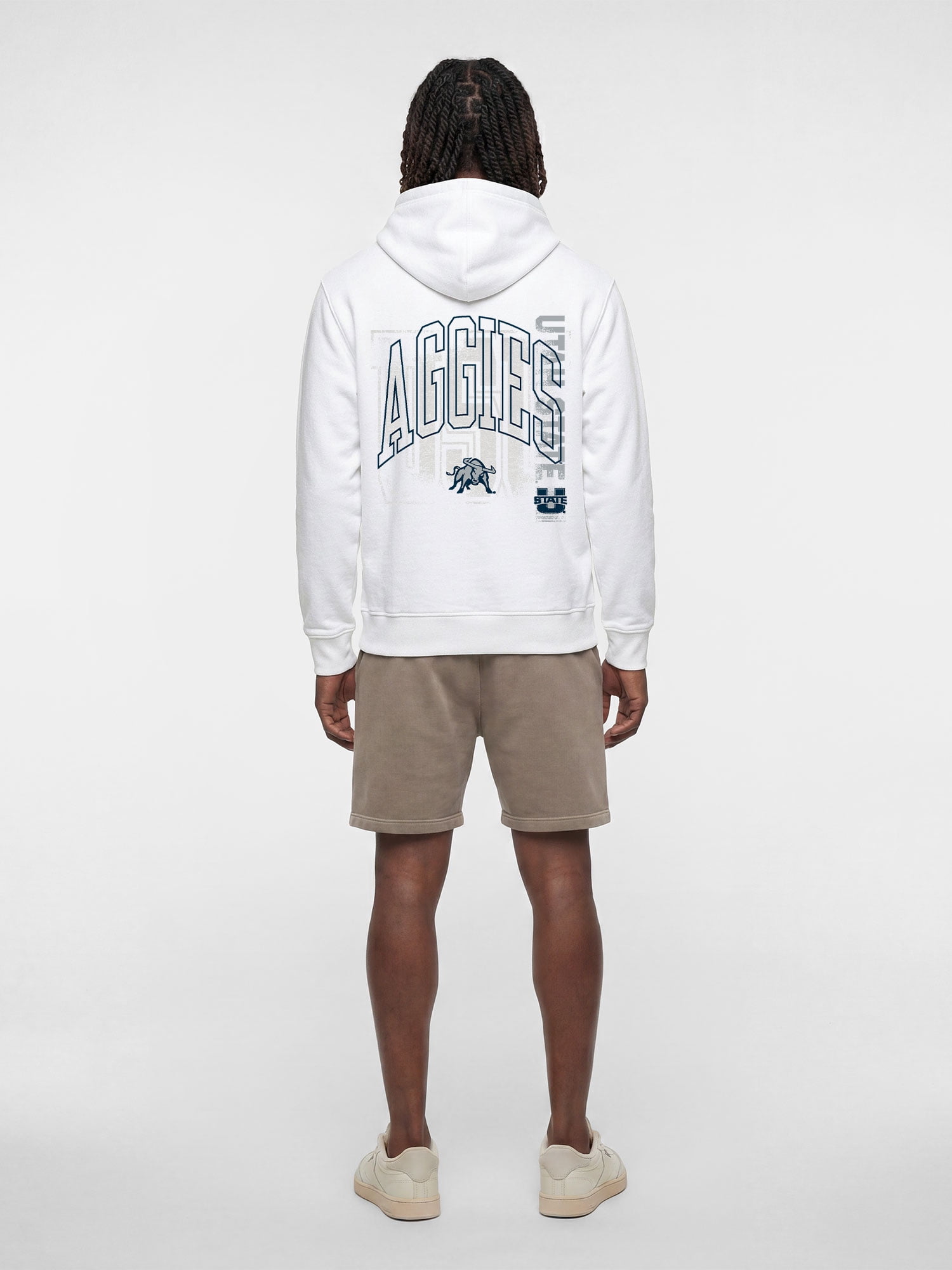 Utah State Aggies Reebok Mens White Hooded Sweatshirt