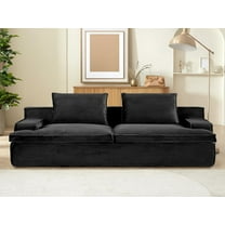 US Pride Furniture Oversized Full Foam 4 Seater Couch for Living Room Upholstered in Soft Corduroy Fabric, No Assembly, 90 Inch Wide, Black