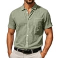 thumbnail image 5 of Men's Casual Linen T-Shirt Turndown Collar Solid Color Breathable Sports Top, 5 of 8